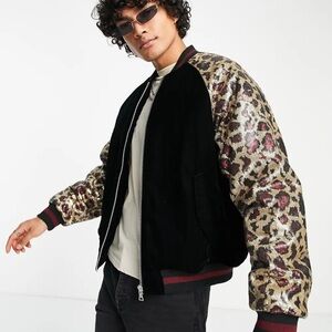 Black and Gold Leopard Print Women's Jacket